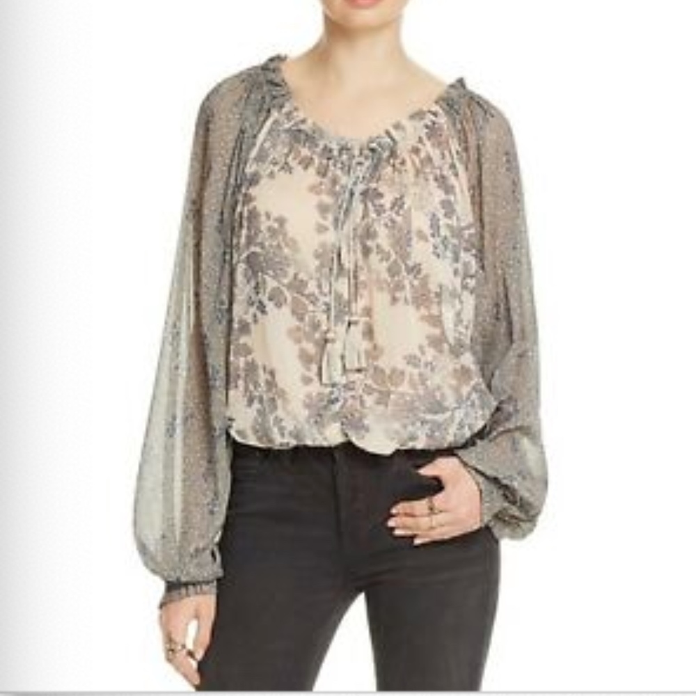 Free People Hendrix Floral Print Shear Blouse